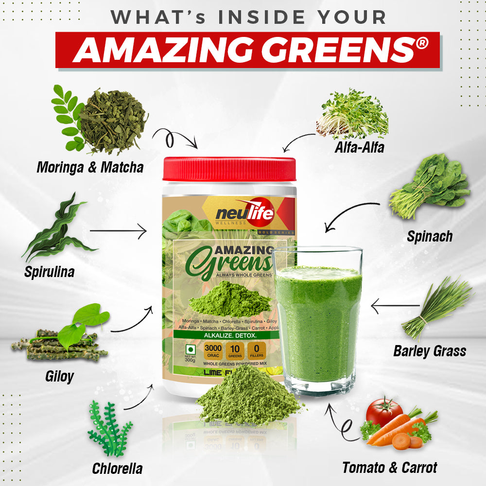 Amazing Greens 2 flavor Combo (Jaljeera & Lime) Buy 1 Get 1 (300gx2)