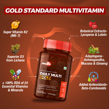Daily-Multi Gold Advanced Multivitamin with MK-7, Adaptogens, Antioxidants & Natural Extracts
