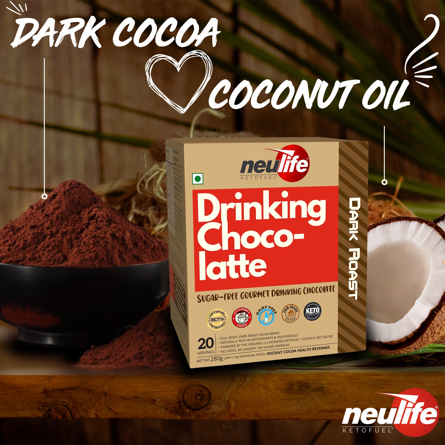 Drinking Chocolate- Dark Cocoa and Coconut Oil