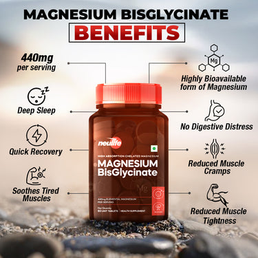 Magnesium Bisglycinate 440mg | High Absorption (60tabs)