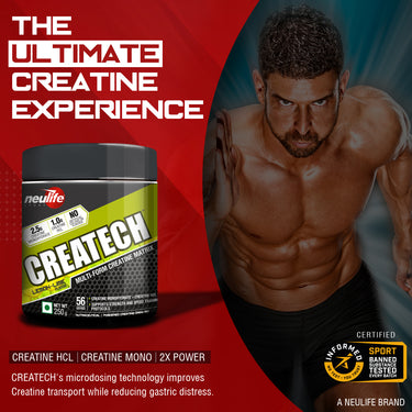 Createch| Multi-form Creatine Matrix with Creatine Mono + Creatine HCL blend