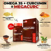 MEGACURC Patented Advanced Joint Support with Triple-Strength Fish Oil, Curcumin & Boswellia