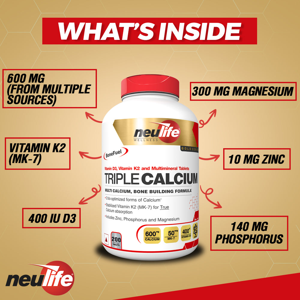 Triplex Ingredients Triple-Calcium with MK-7, D3 & Zinc – Neulife
